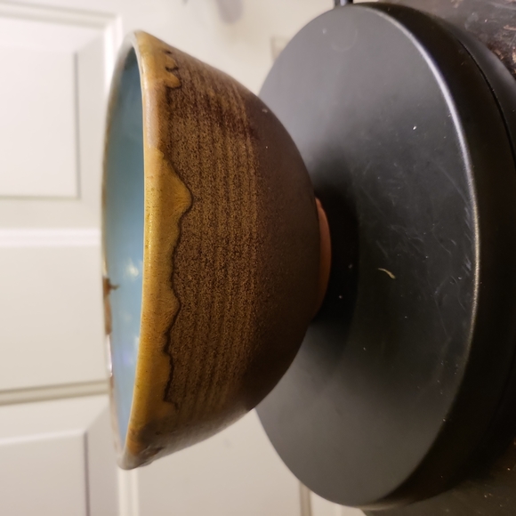 Signed Studio Pottery Wabisabi Blue Mid-century Bowl 7 5/8" - Picture 2 of 10